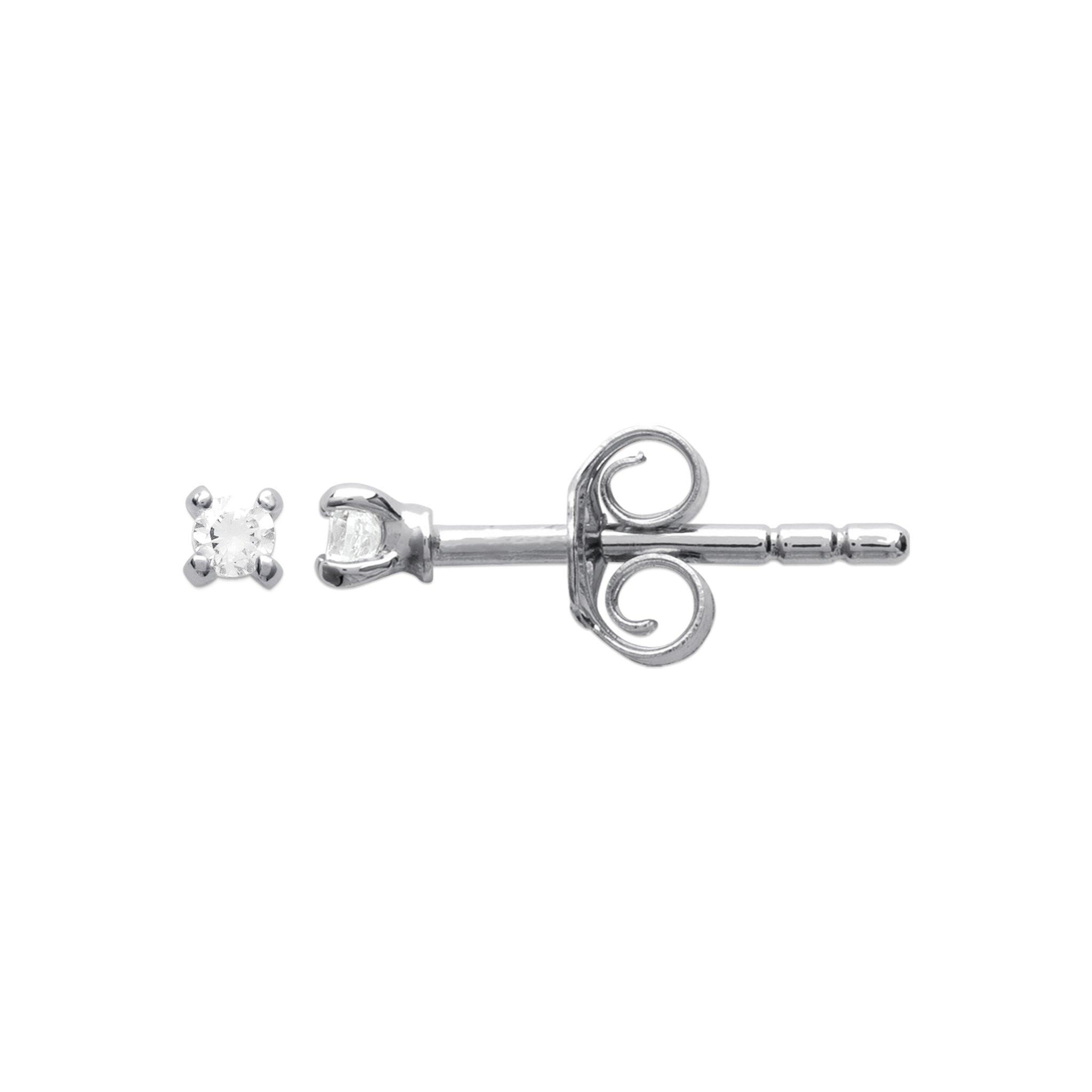 Silber Ohrstecker mit Zirkonia – kleine funkelnde Stecker (2 mm) | Shop Nory