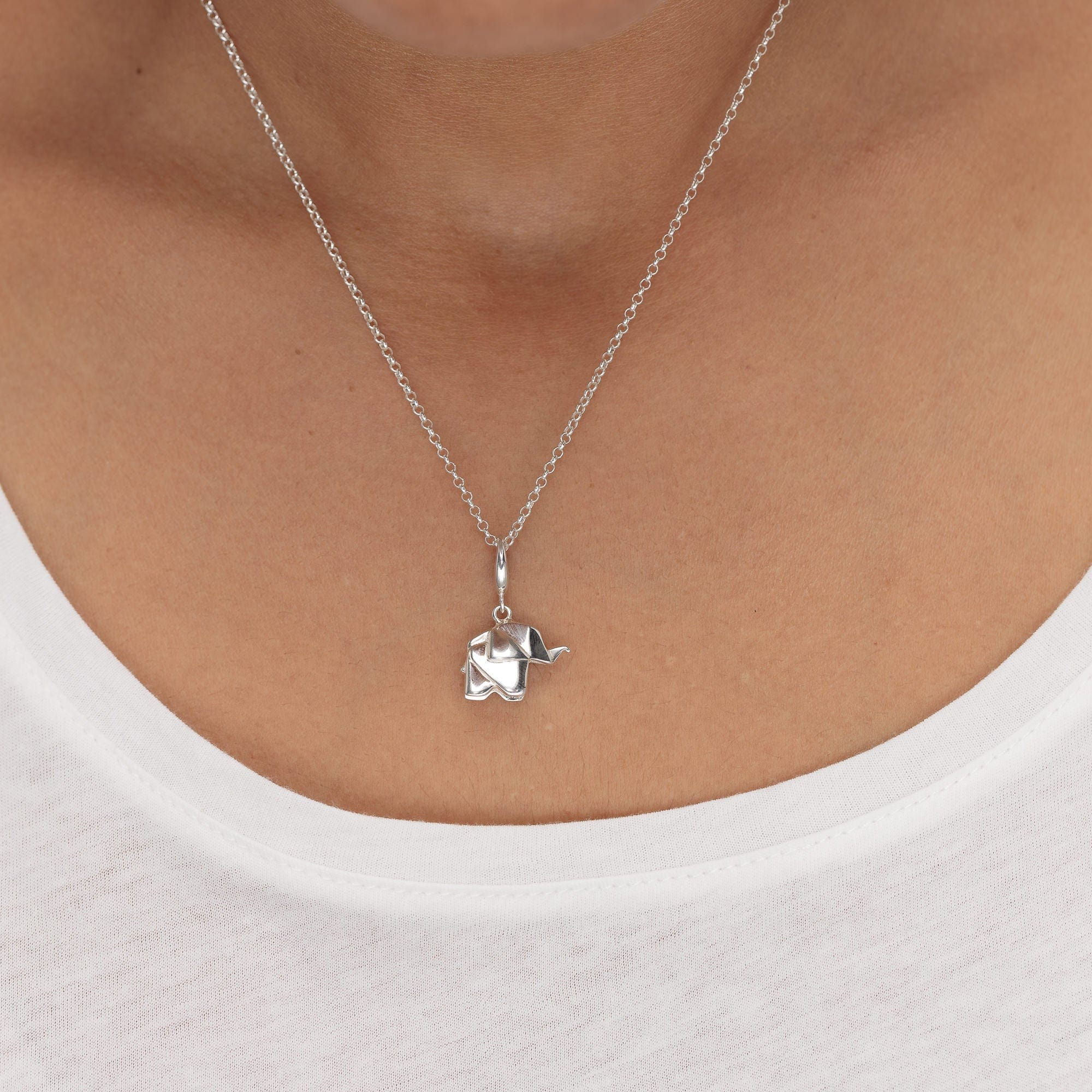 Silber Origami Elefant Charm Halskette | Shop Nory