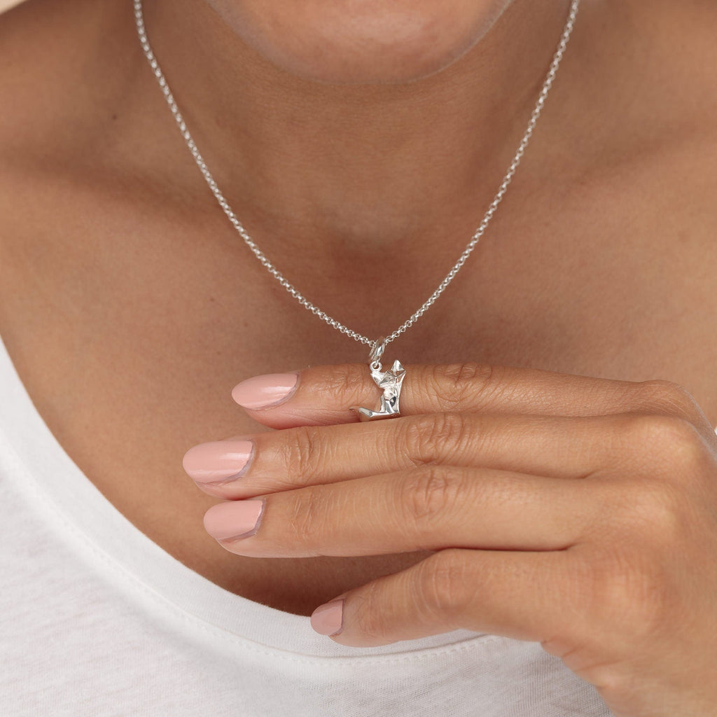 Silber Origami Fuchs Charm Halskette | Shop Nory