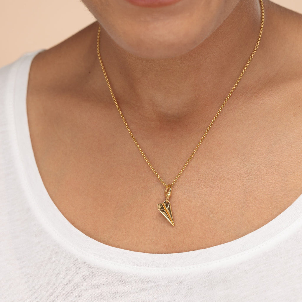 Gold Papier Flugzeug Charm Halskette | Shop Nory