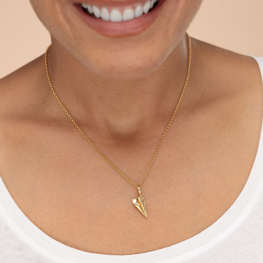 Gold Papier Flugzeug Charm Halskette | Shop Nory