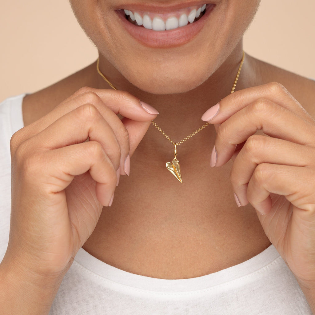 Gold Papier Flugzeug Charm Halskette | Shop Nory