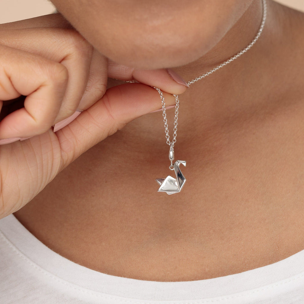 Silber Origami Schwan Charm Halskette | Shop Nory
