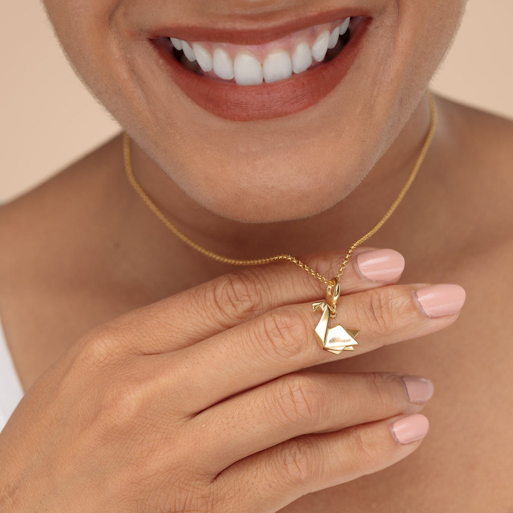 Gold Origami Schwan Charm Halskette | Shop Nory
