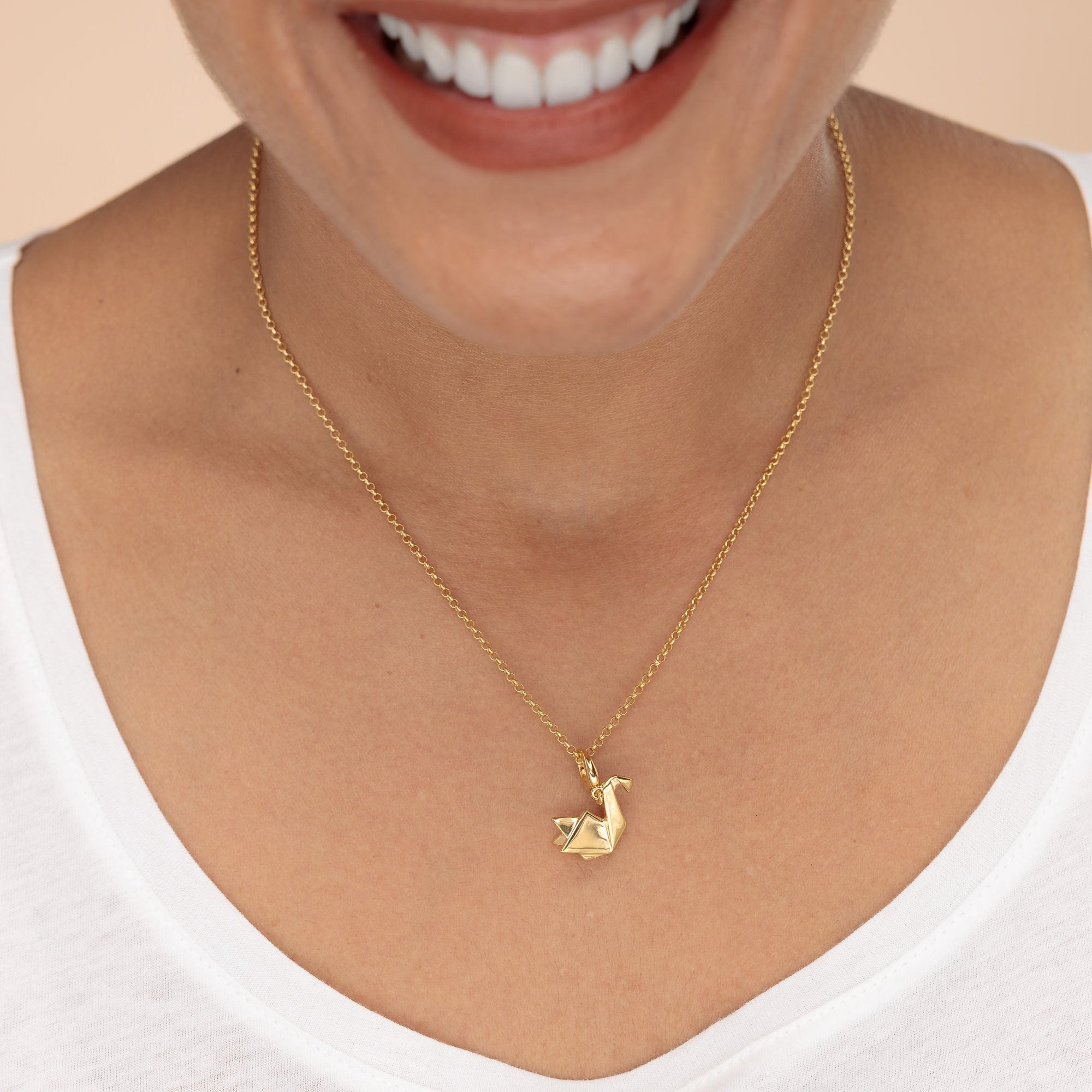 Gold Origami Schwan Charm Halskette | Shop Nory