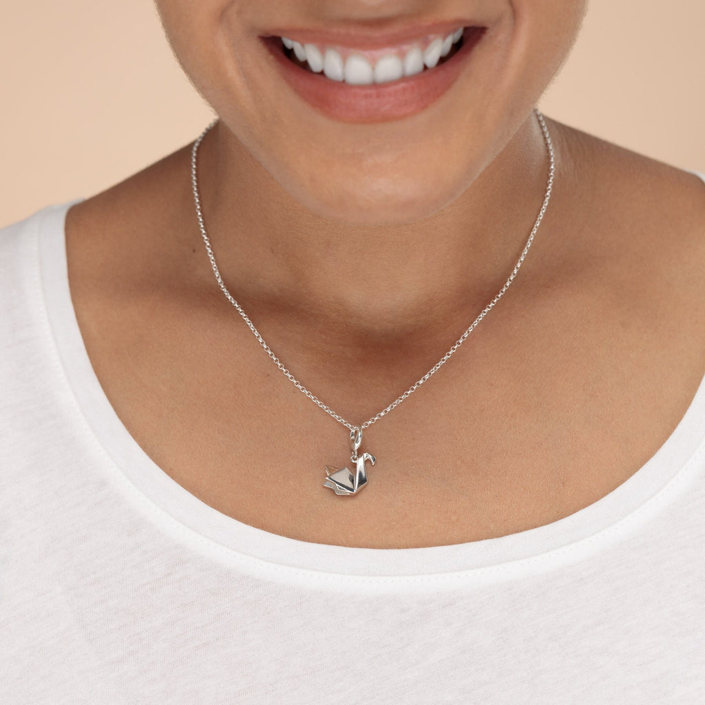 Silber Origami Schwan Charm Halskette | Shop Nory