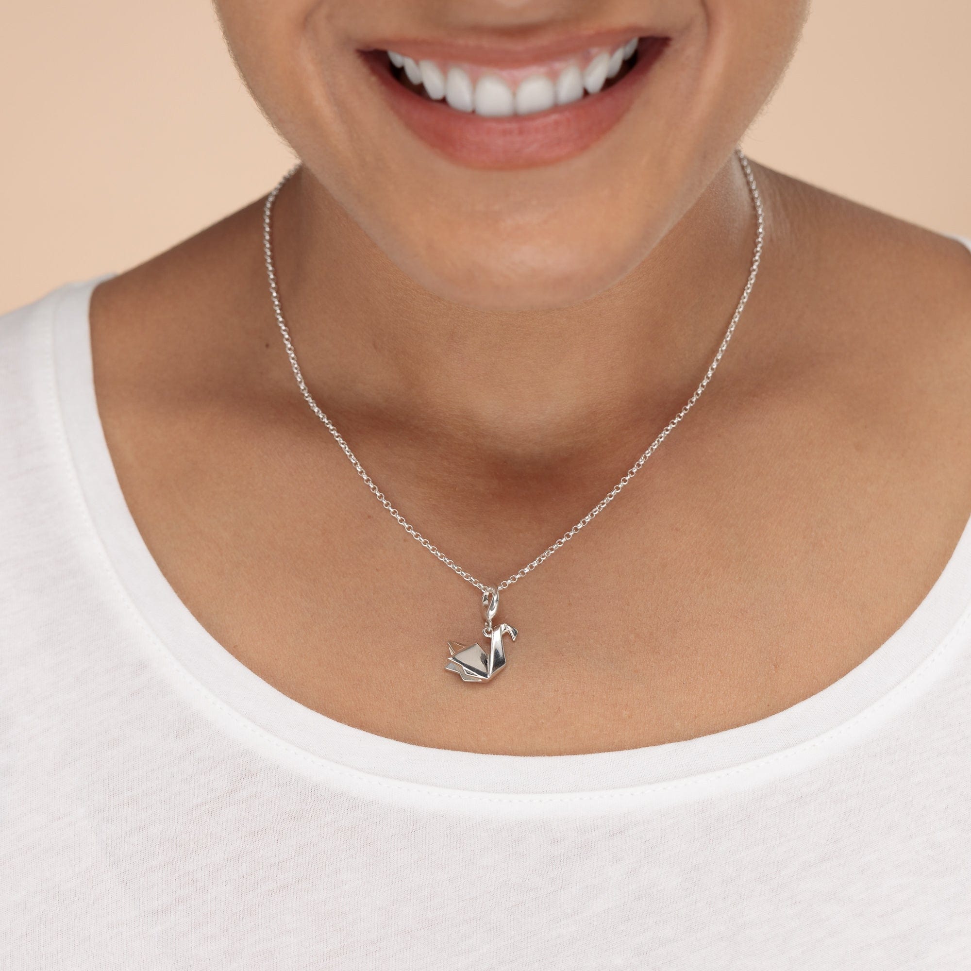 Silber Origami Schwan Charm Halskette | Shop Nory