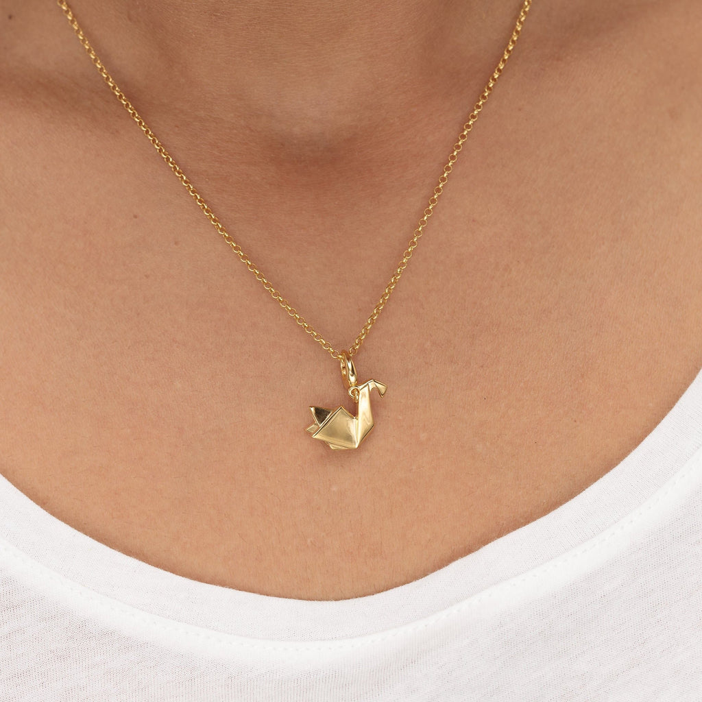 Gold Origami Schwan Charm Halskette | Shop Nory