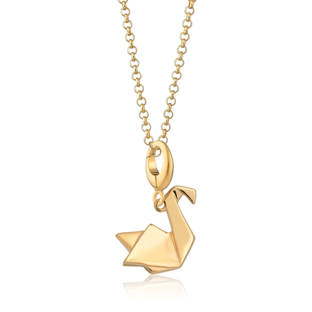 Gold Origami Schwan Charm Halskette | Shop Nory
