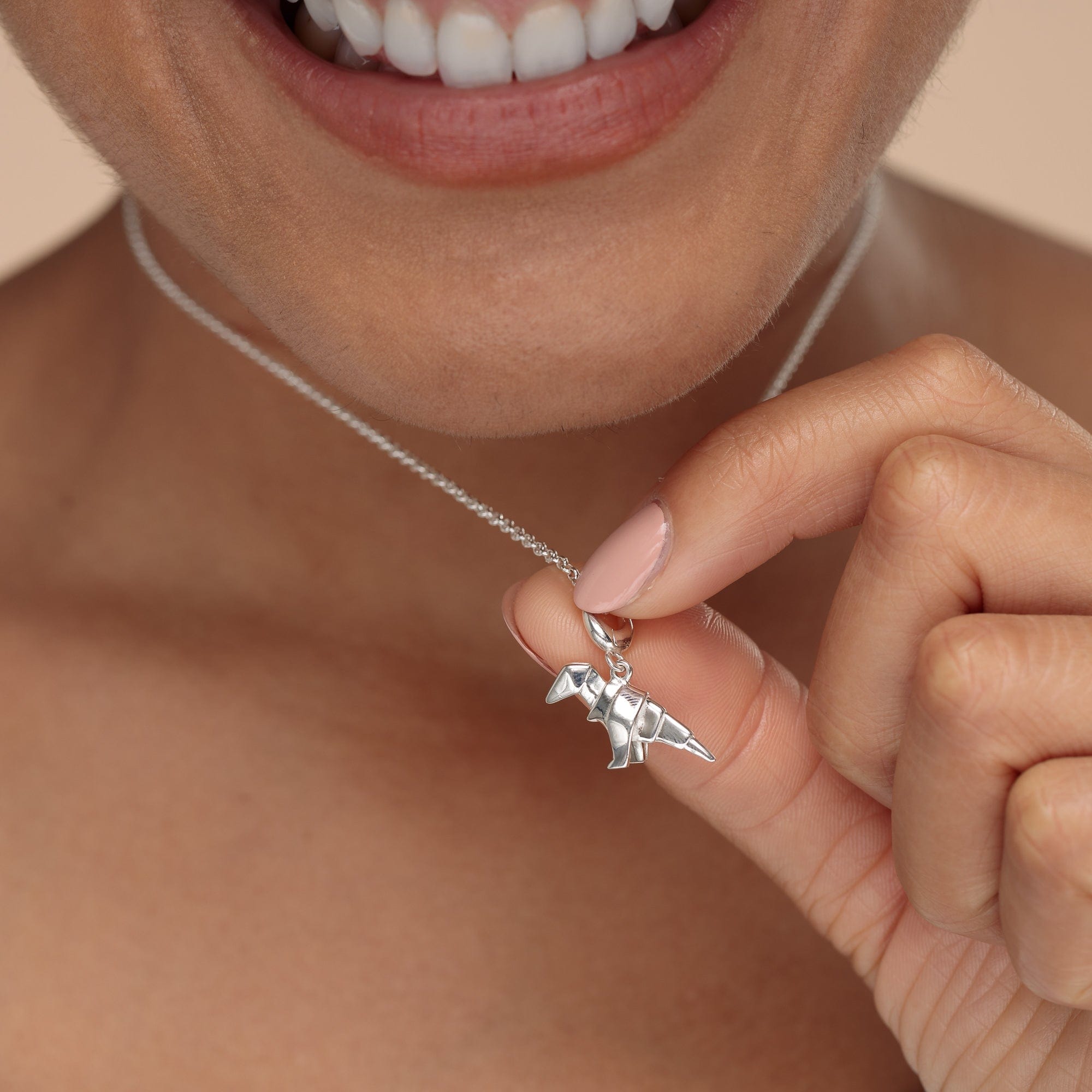 Silber Origami T-Rex Charm Halskette | Shop Nory