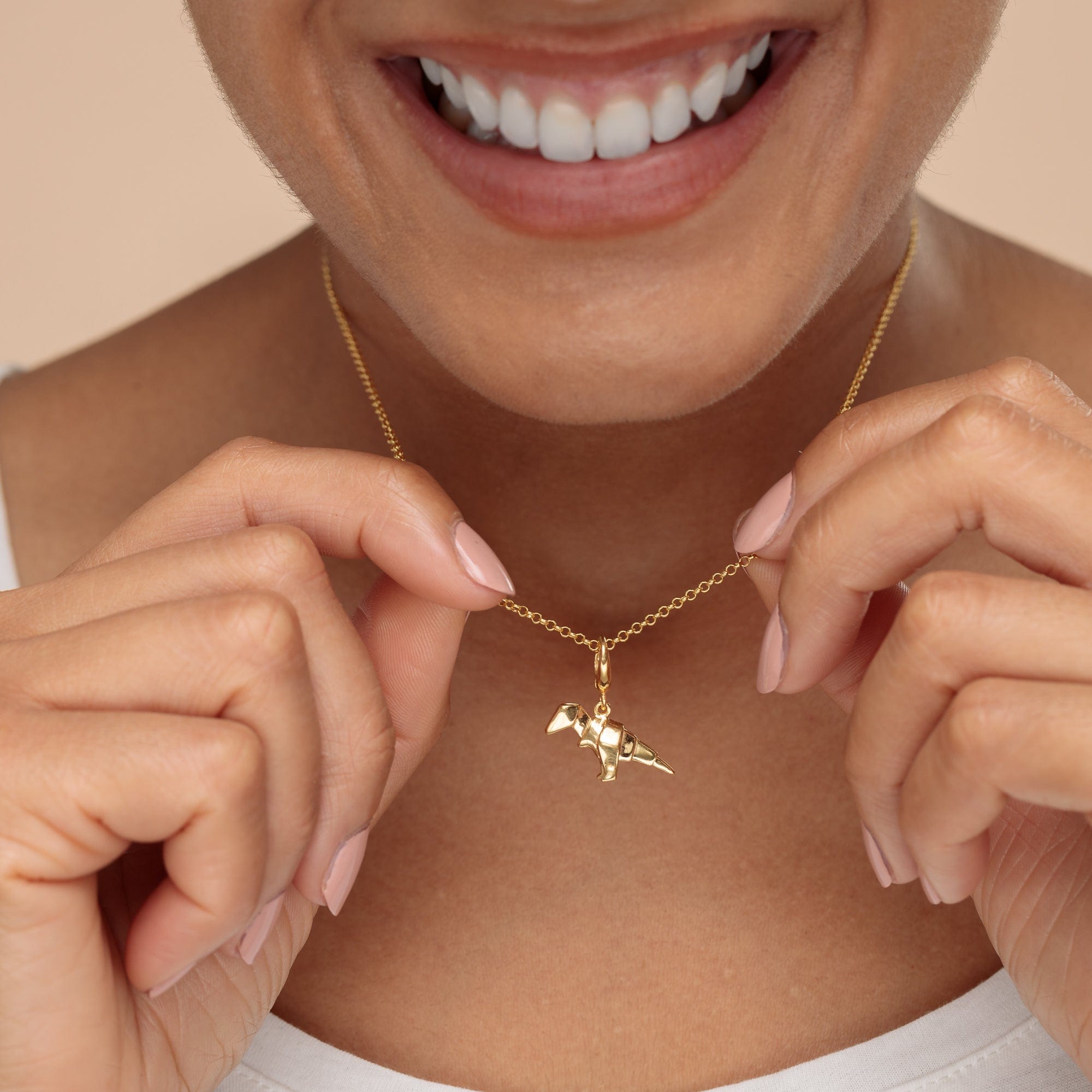 Gold Origami T-Rex Charm Halskette | Shop Nory