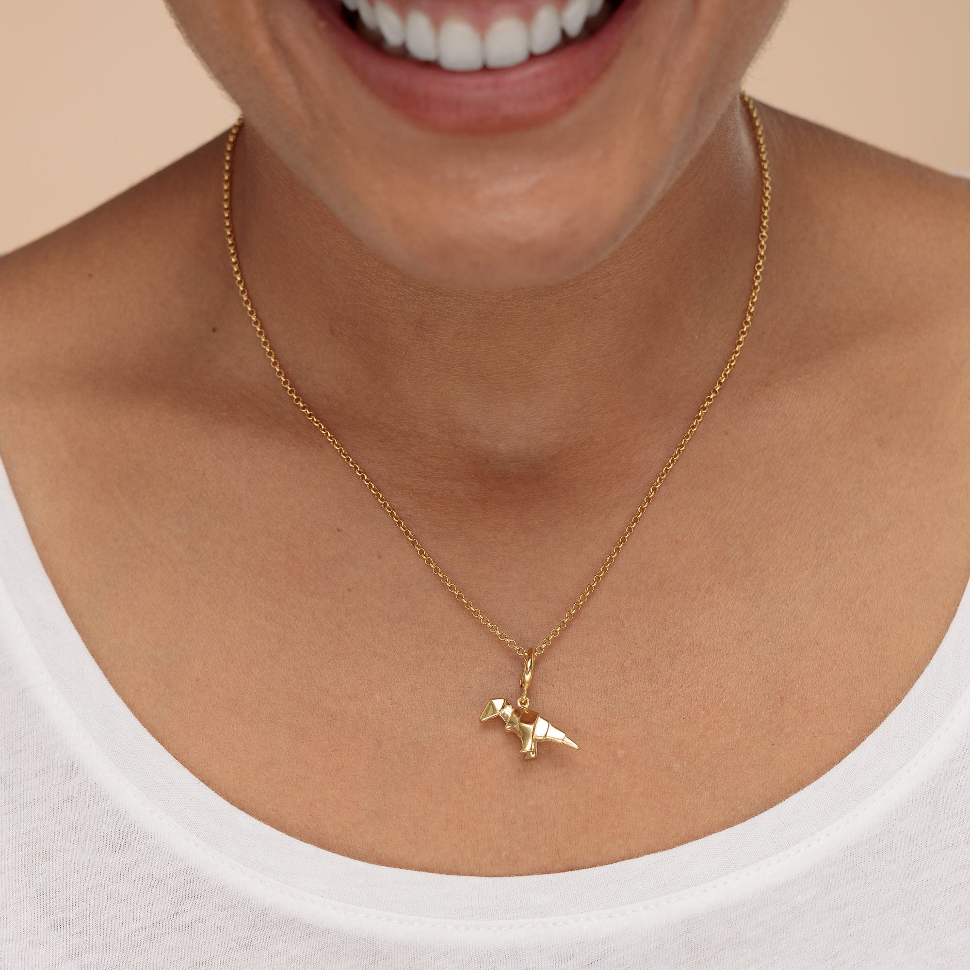 Gold Origami T-Rex Charm Halskette | Shop Nory