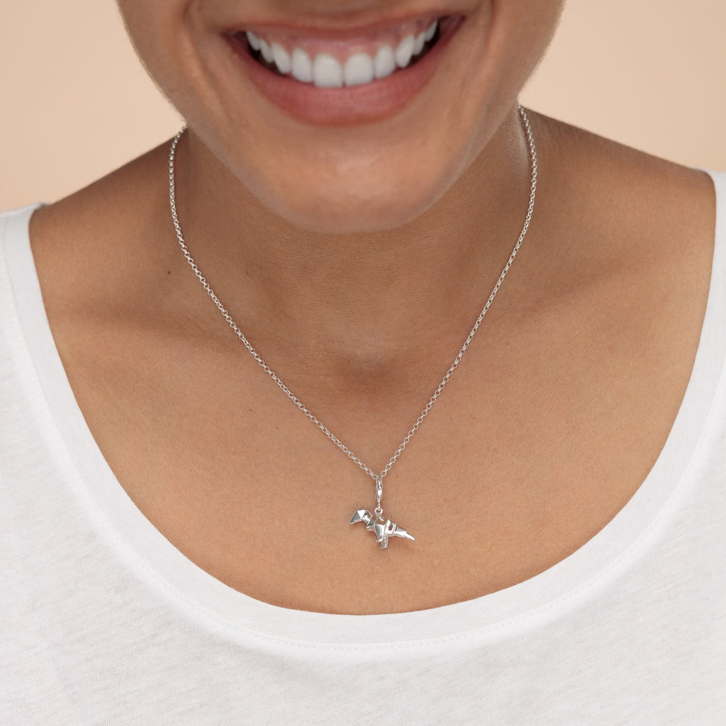 Silber Origami T-Rex Charm Halskette | Shop Nory