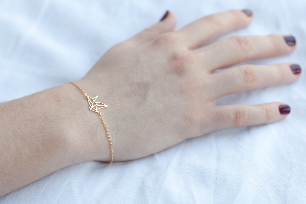 Origami Armband mit Schwan vergoldet | Shop Nory