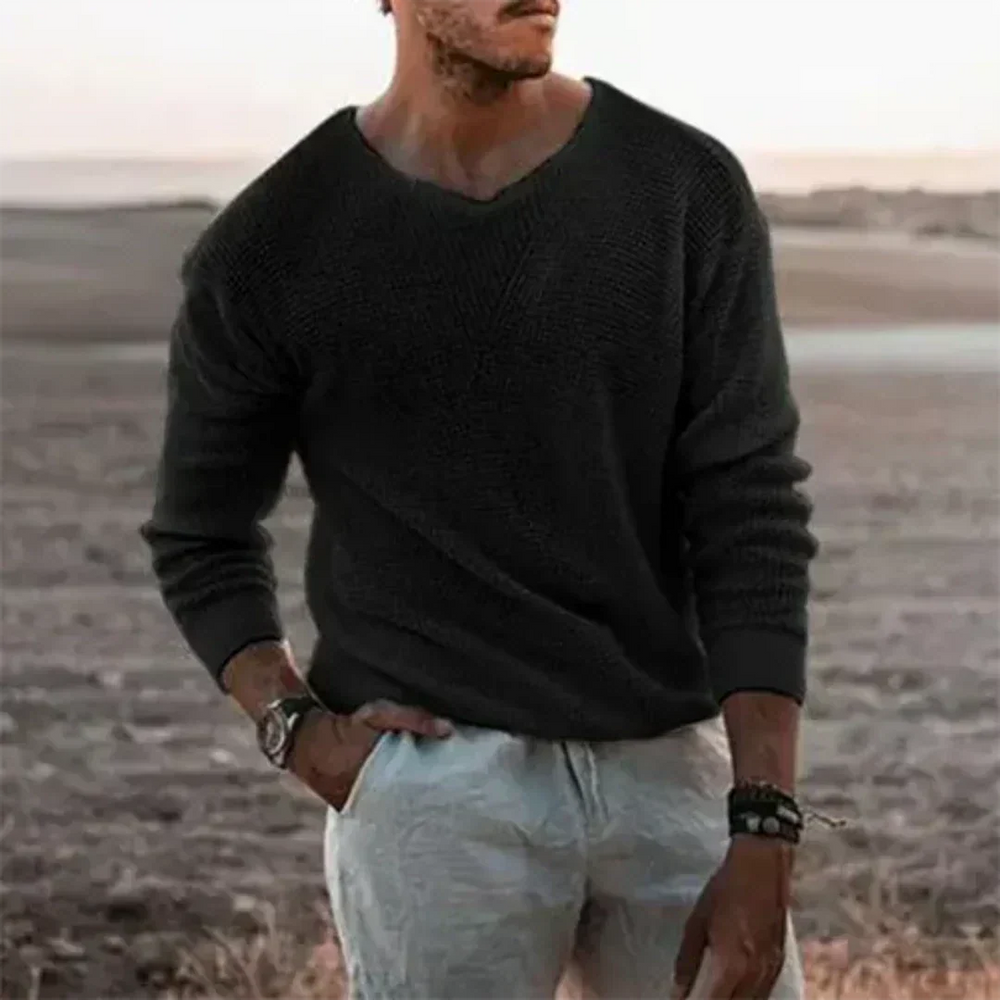 Wärmer Herren Strickpullover mit langen Ärmeln