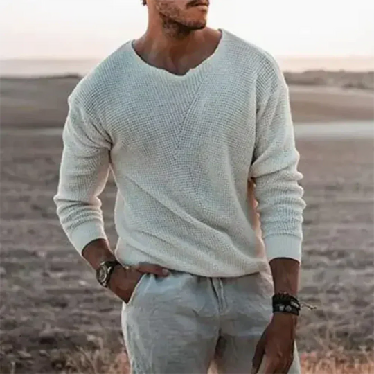 Wärmer Herren Strickpullover mit langen Ärmeln