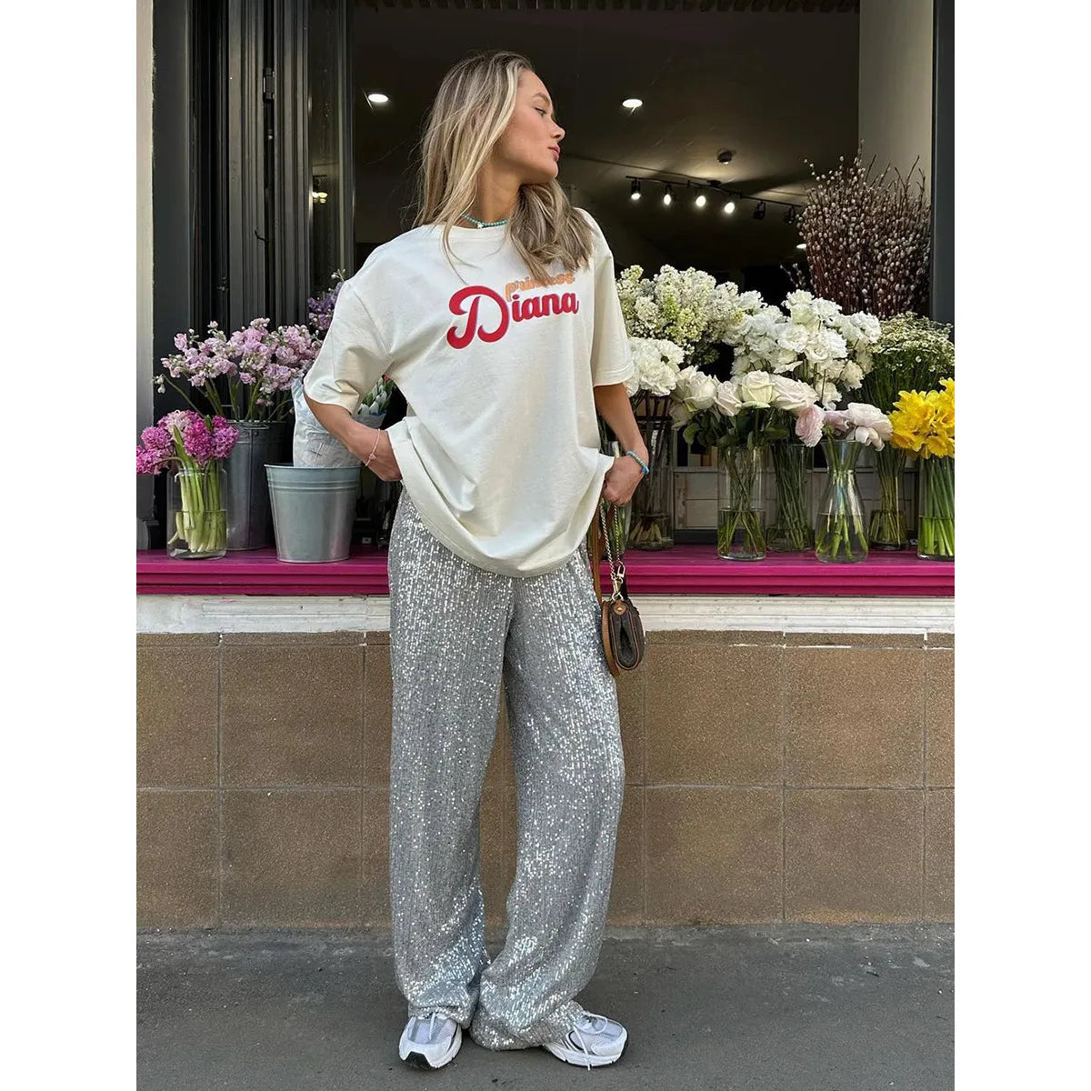 Silberne Paillettenhose für festliche Anlässe
