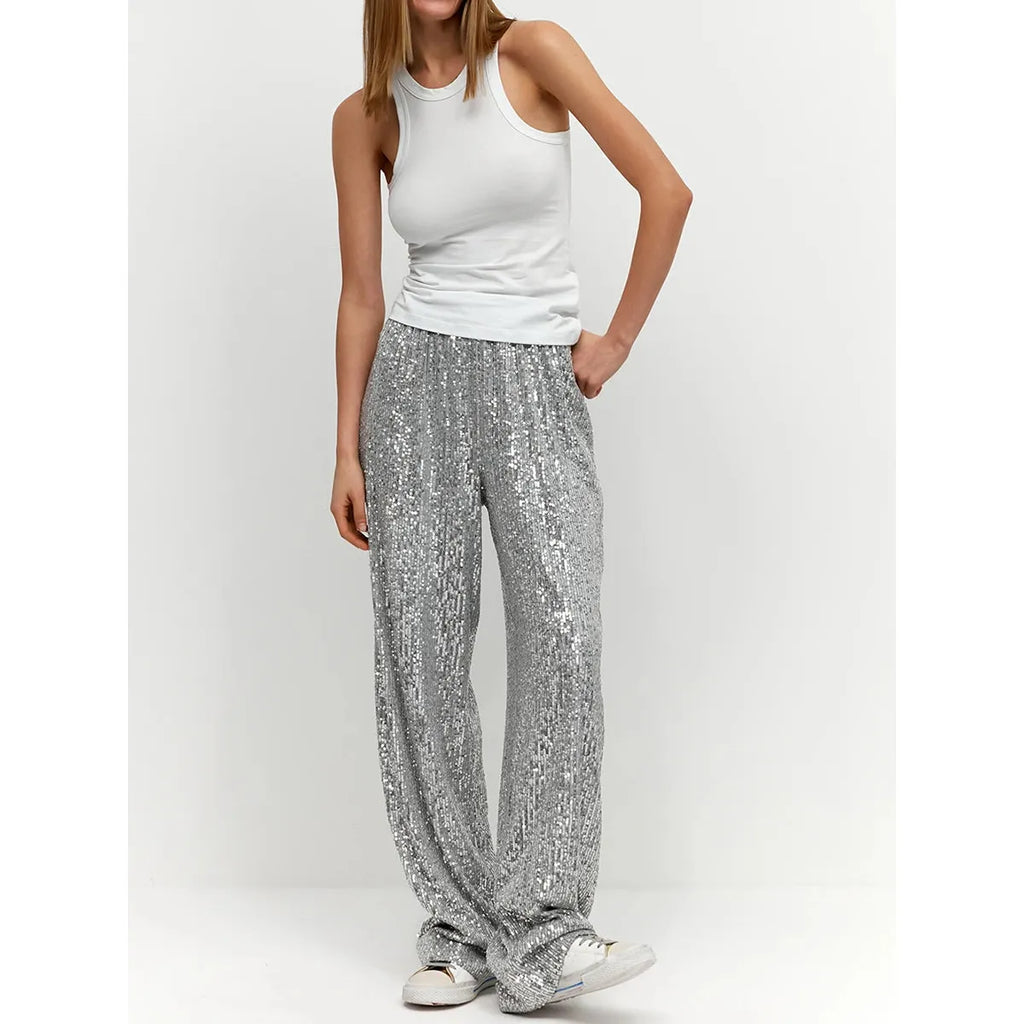 Silberne Paillettenhose für festliche Anlässe