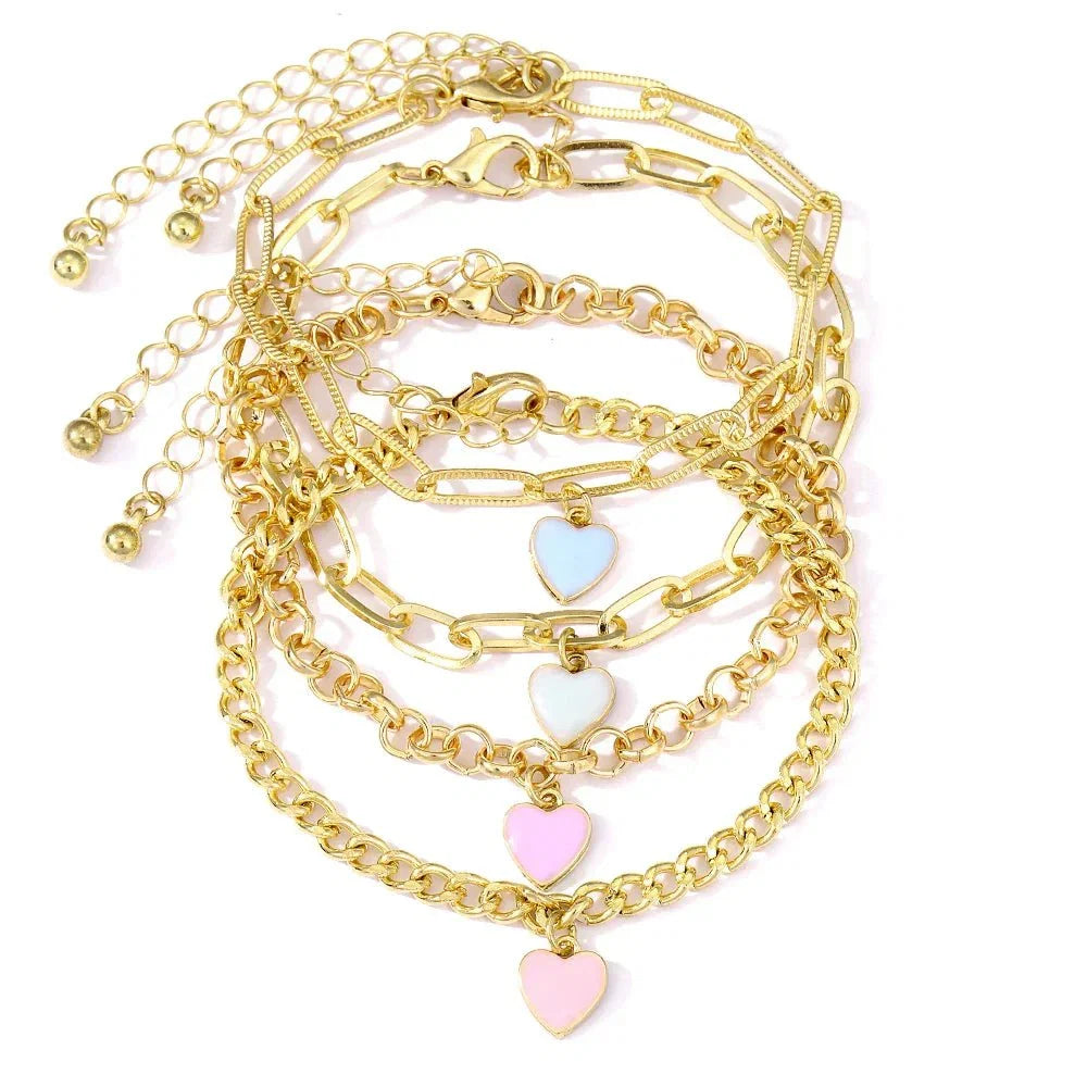 Pastell Herz Armband Stapel