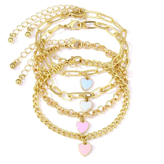 Pastell Herz Armband Stapel