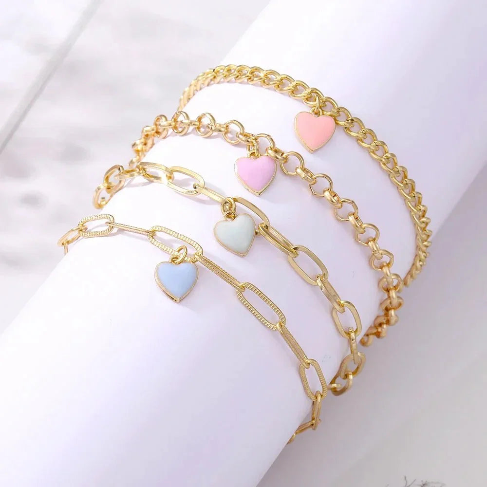 Pastell Herz Armband Stapel