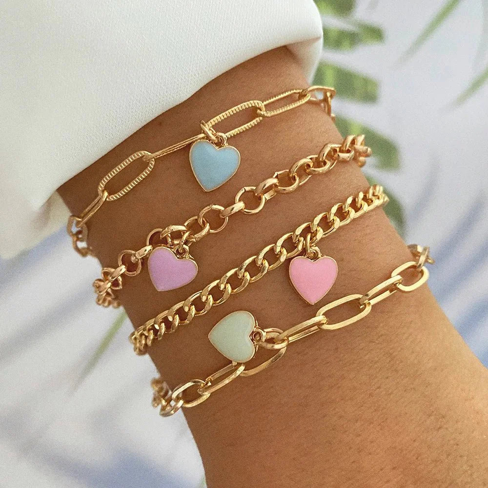 Pastell Herz Armband Stapel