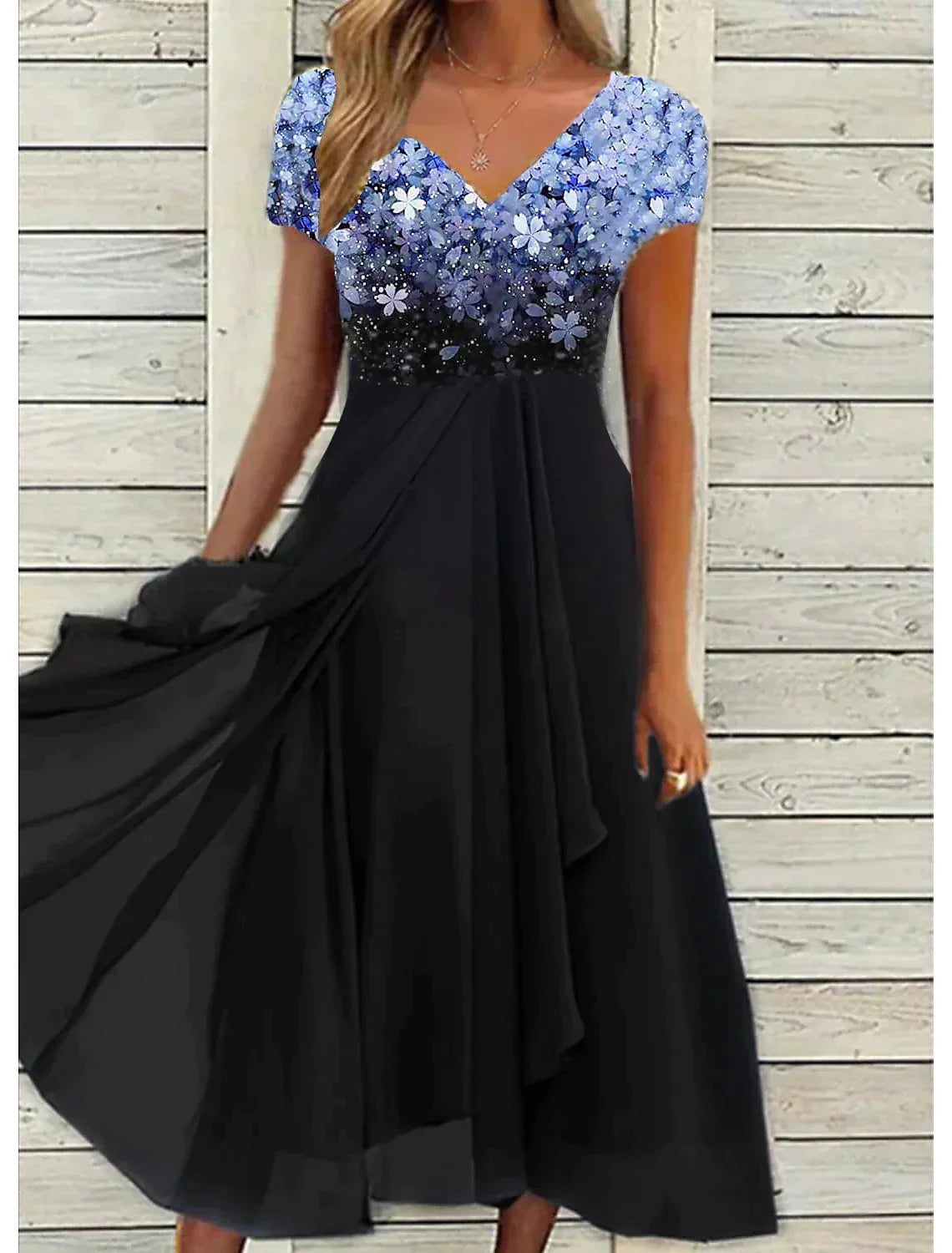 Shopnory | Elegantes Midi Kleid mit Blumen-Spitze