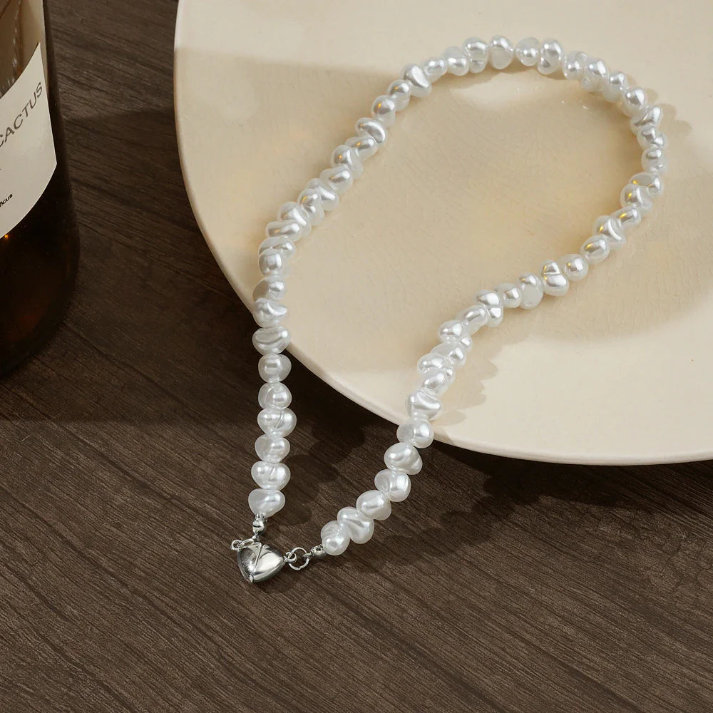 Perlenkette Choker Herzanhänger Halskette | Shop Nory