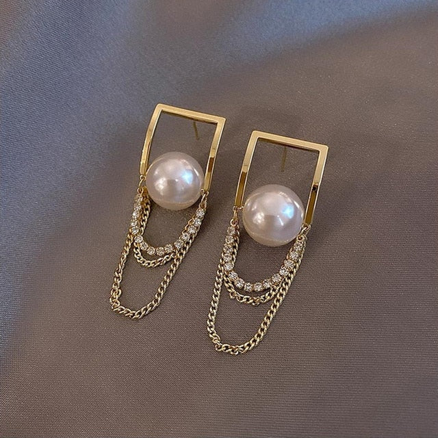 Perlen quadratische geometrische Anhängerohrringe | Shop Nory