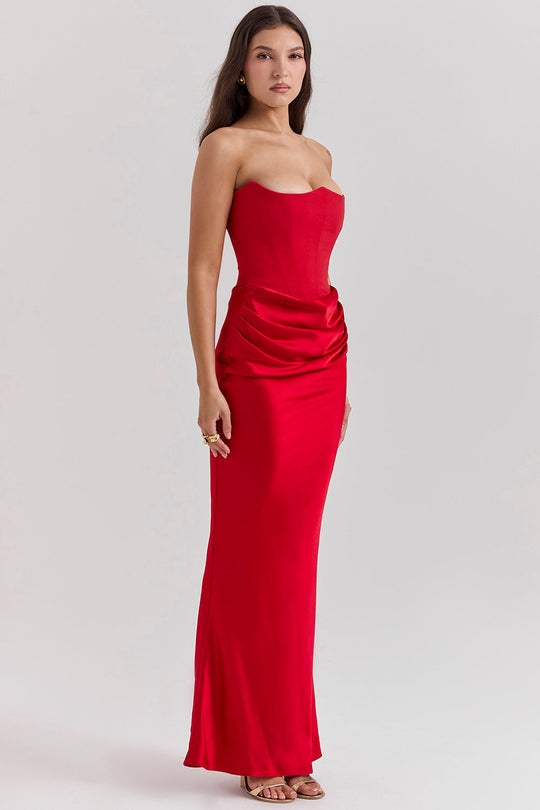 Trägerloses Korsett Maxi Kleid