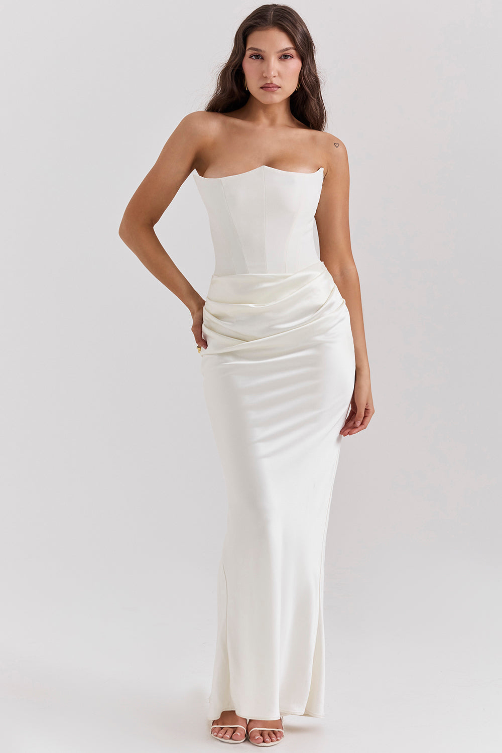 Trägerloses Korsett Maxi Kleid