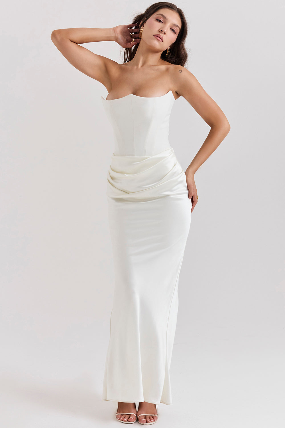 Trägerloses Korsett Maxi Kleid