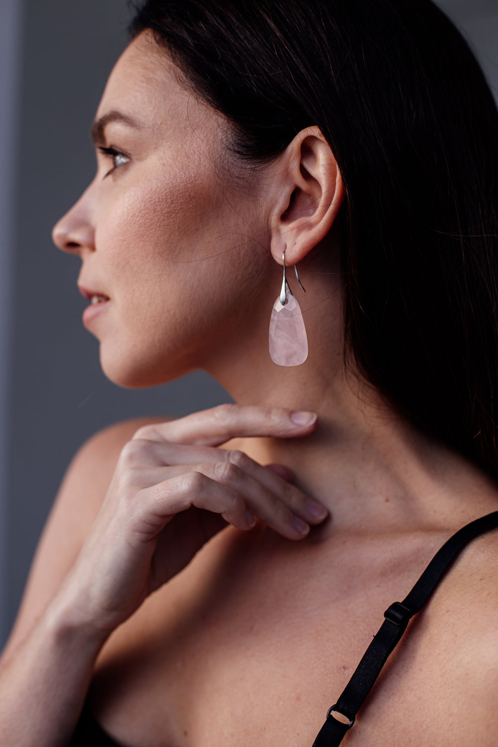 Aura Rosenquarz Schutzohrringe - Ameline | Shop Nory