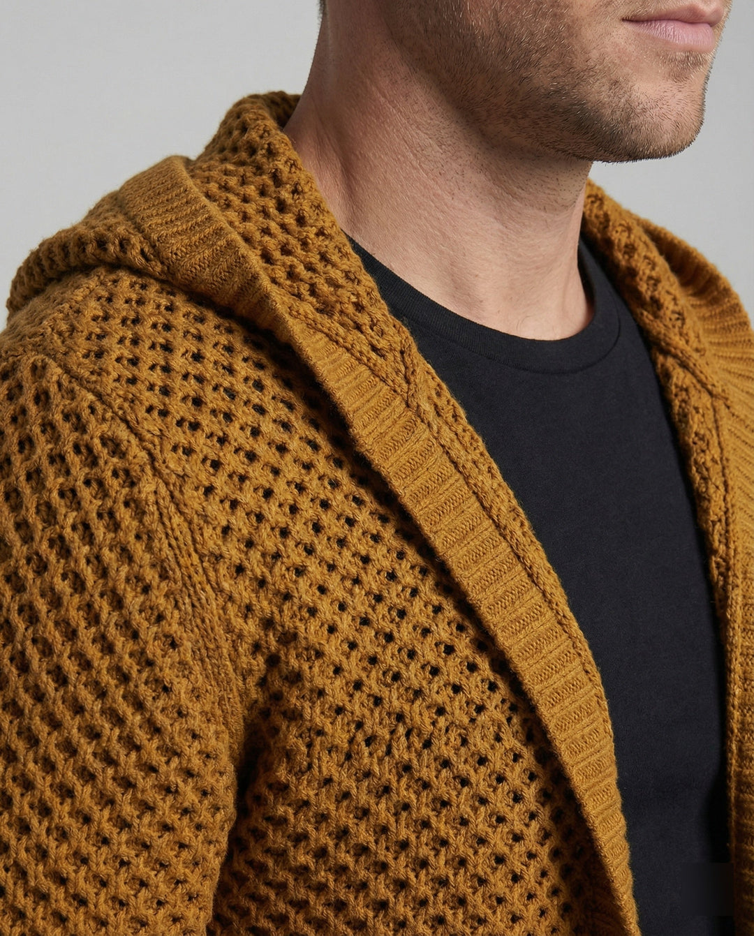 Shopnory | Mittlange Herren – Strickcardigan mit Kapuze