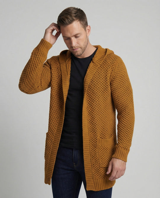 Shopnory | Mittlange Herren – Strickcardigan mit Kapuze