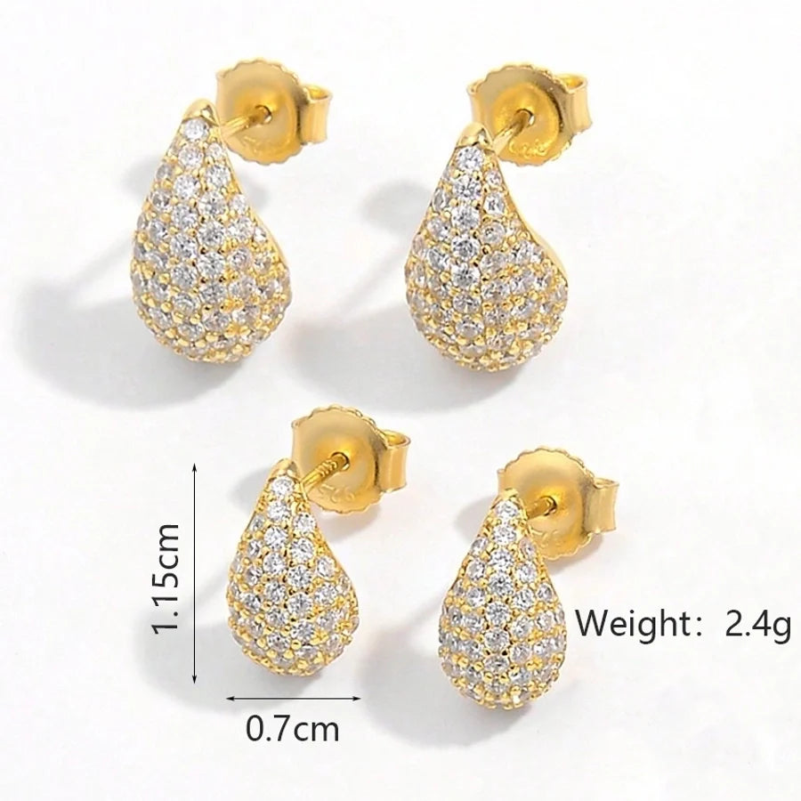 1 Paar 925 Sterling Silber Zirkon 925 Sterling Silber Ohrringe Wassertropfen Ohrstecker | Shop Nory