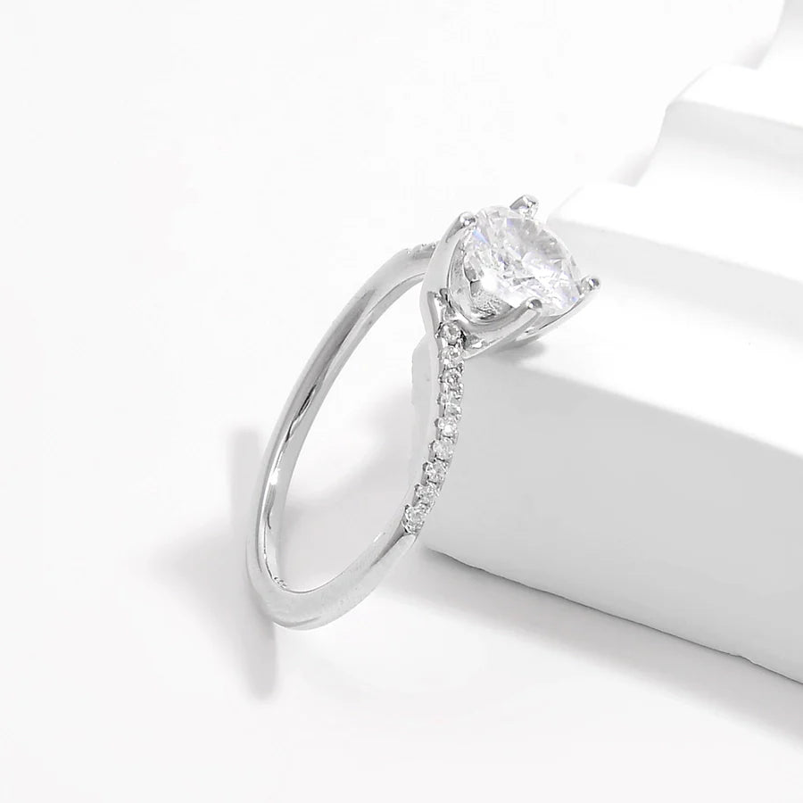 Weißgold plattiert 925 Sterling Silber Zirkon quadratische Herzform Ringe 925 Sterling Silber Ringe | Shop Nory