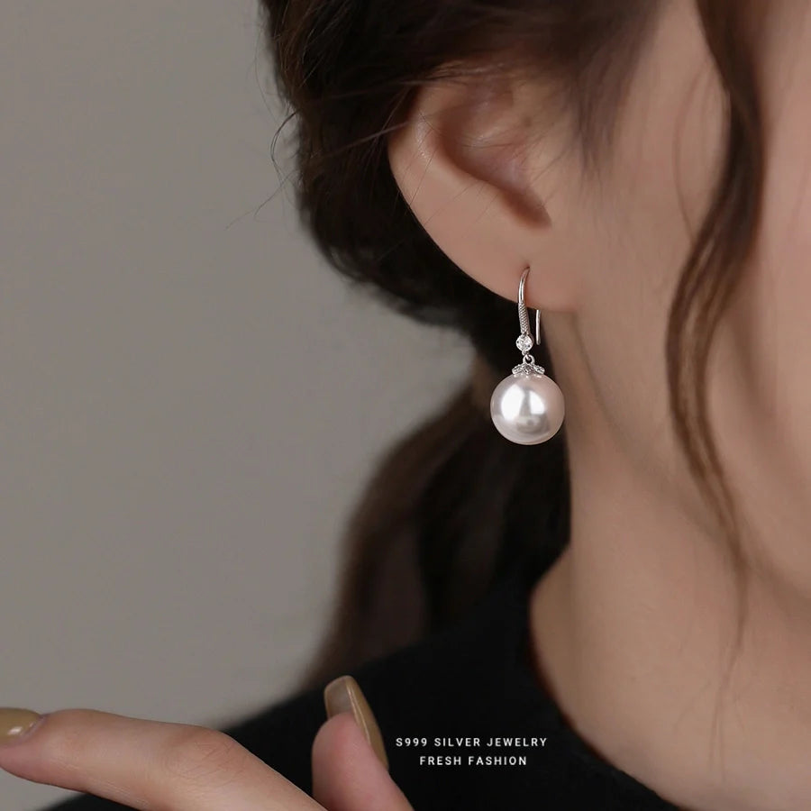1 Paar S999 Silber Glasperle Zirkon 925 Sterling Silber Ohrringe Perlen Tropf Ohrringe | Shop Nory