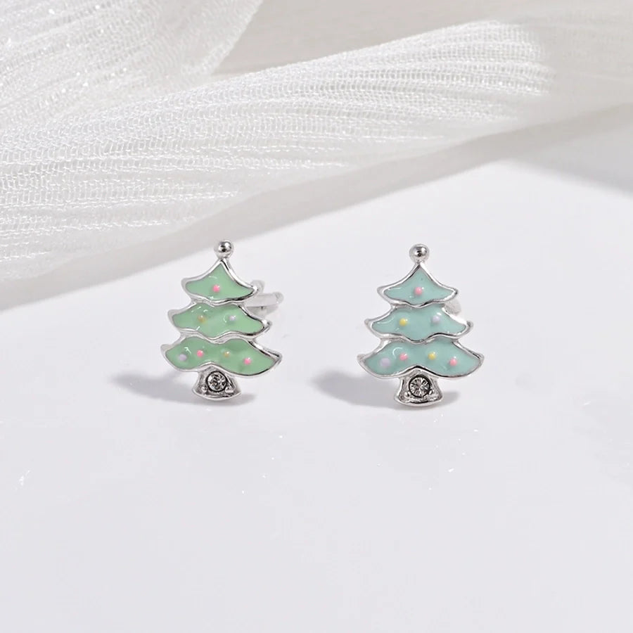 1 Paar 22K goldplattiert rhodiumbeschichtet 925 Sterling Silber Zirkon 925 Sterling Silber Ohrringe Weihnachtsbaum Weihnachtsmütze Obst Ohrstecker | Shop Nory