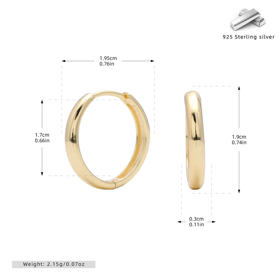 1 Paar 18K Goldplattierte Weißgoldplattierte Rhodiumplattierte 925 Sterling Silber 925 Sterling Silber 925 Sterling Silber Ohrringe Kreisohrringe | Shop Nory