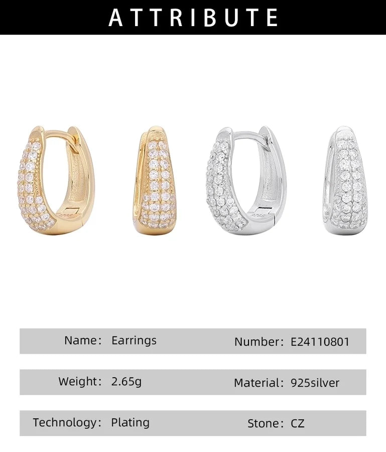 1 Paar 18K Gold Beschichtet Weißgold Beschichtet Rhodium Beschichtet 925 Sterling Silber Zirkon 925 Sterling Silber Ohrringe Geometrische Ohrringe | Shop Nory