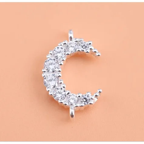 1 Stück 13*9mm Loch 3~3,9mm 925er Sterlingsilber Zirkon Mond Polierte Anhänger Schmuck Zubehör | Shop Nory