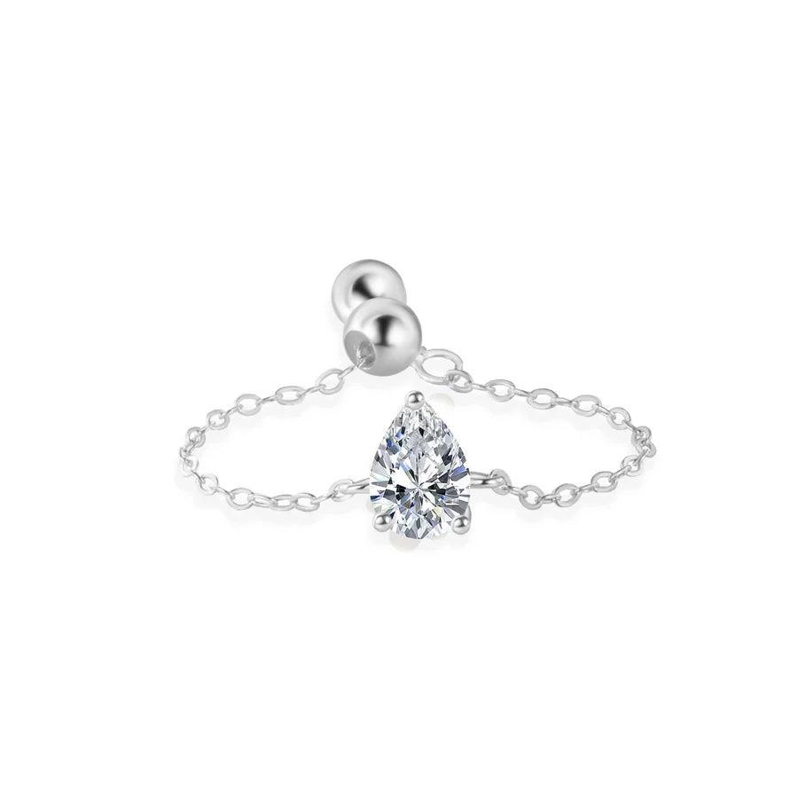 925 Sterling Silber Zirkon Wassertropfen Verstellbarer Ring 925 Sterling Silber Ringe | Shop Nory