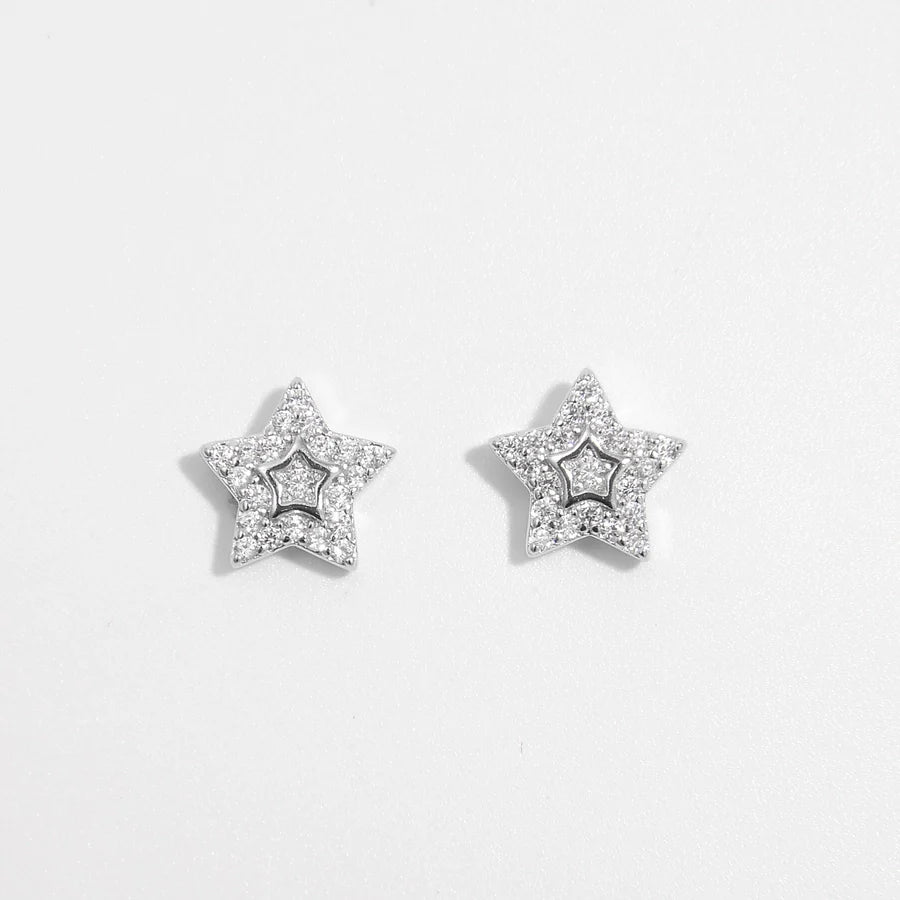 1 Paar Weißgold plattierte 925 Sterling Silber Zirkon 925 Sterling Silber Ohrringe Stern Ohrstecker | Shop Nory