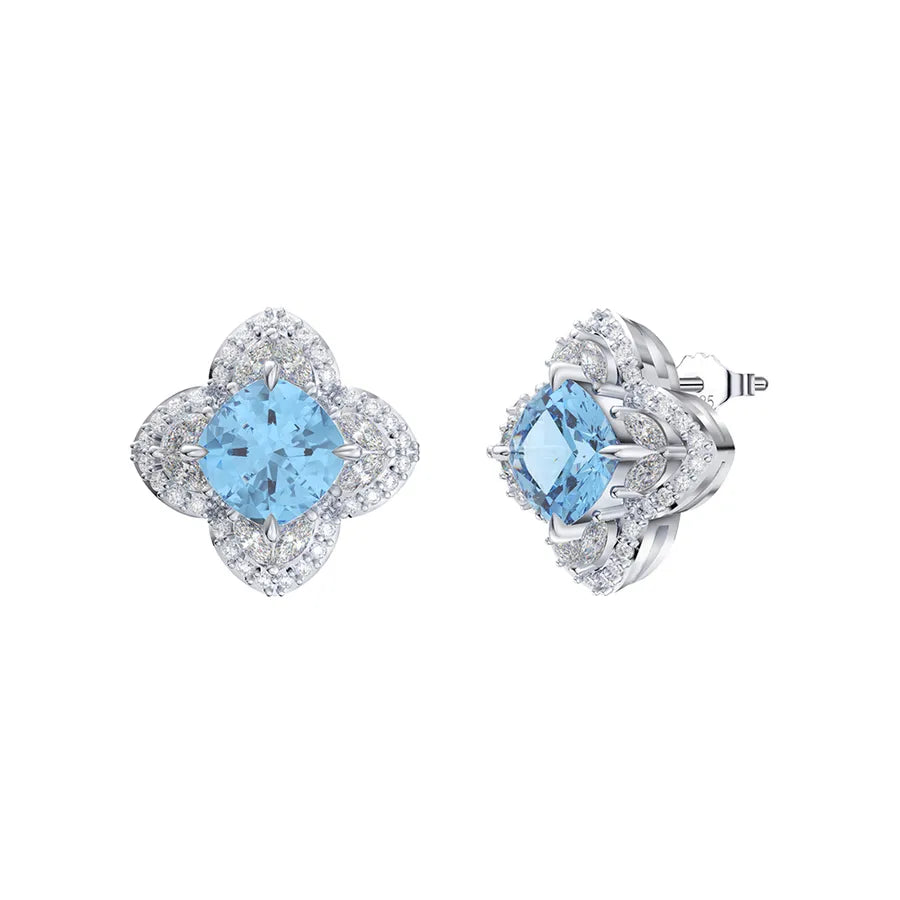 Weißgoldbeschichtete versilberte 925 Sterling Silber Zirkon 925 Sterling Silber Ohrringe runde Herzform Rhombus Ohrringe | Shop Nory