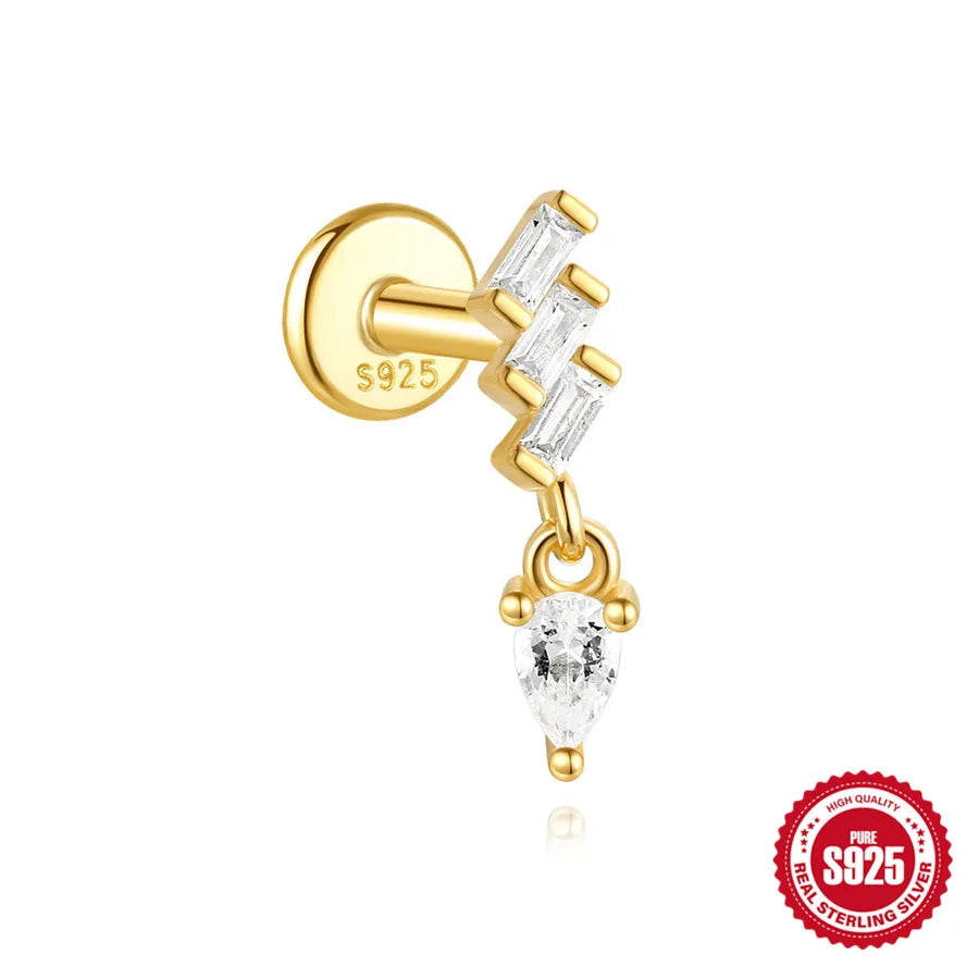 1 Stück 925 Sterling Silber Zirkon 925 Sterling Silber Ohrringe Geometrische Teufelsauge Ohrstecker | Shop Nory