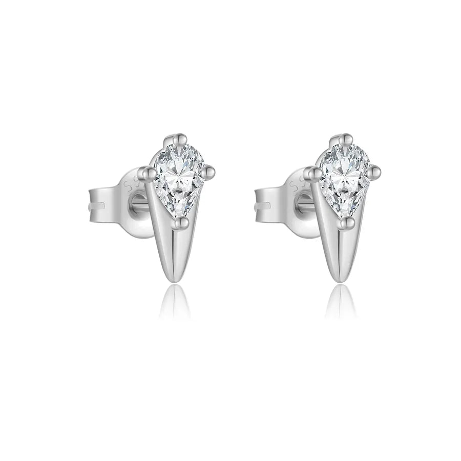 1 Paar 18K vergoldet Weißgold plattiert 925 Sterlingsilber Zirkon 925 Sterlingsilber Ohrringe Geometrische Ohrstecker | Shop Nory