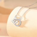 925 Sterling Silber Zirkon Boxkette Beschichtung Geometrische Anhänger Halskette | Shop Nory