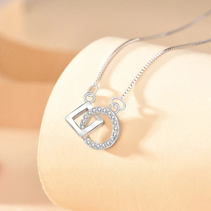 925 Sterling Silber Zirkon Boxkette Beschichtung Geometrische Anhänger Halskette | Shop Nory