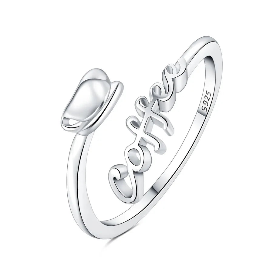 925 Sterlingsilber Buchstaben-Mond-Flugzeug Offene Ringe 925 Sterlingsilber Ringe | Shop Nory